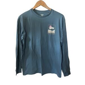 Vans T Shirt Off the Wall Long Sleeve Blue Cotton Knit Casual Skater Spring M